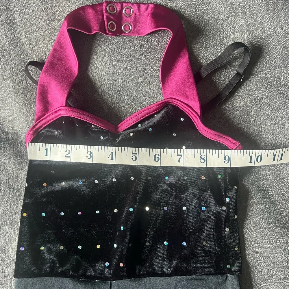 Weissman Hip Hop girl halter black leotard sparkle sequins size SC